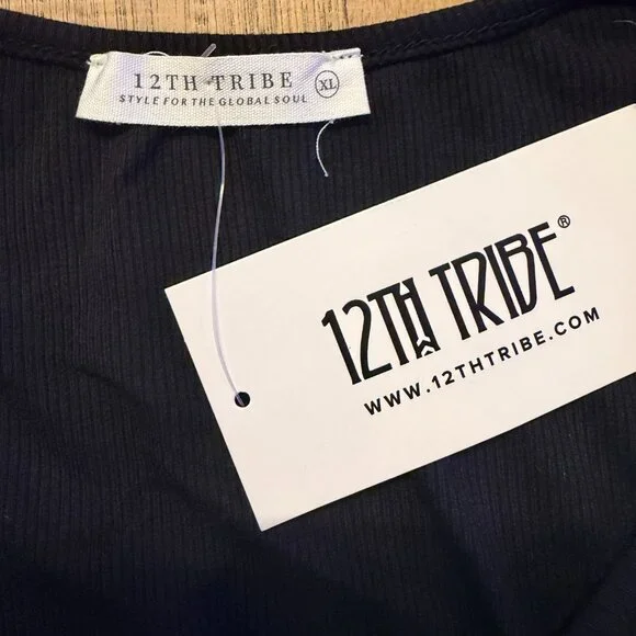 12th Tribe Gemma Black Long Sleeve Ribbed Maxi Dress ~ NWT - Picture 7 of 10